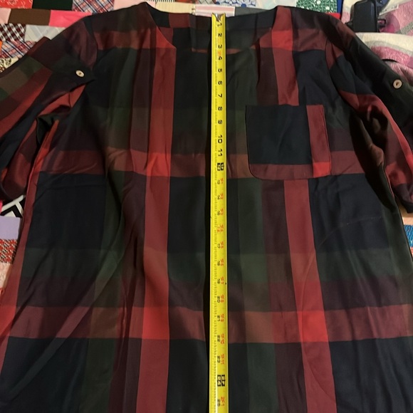 Cupshe Red Green Plaid Long Sleeve Shift Dress NWT - Picture 14 of 14